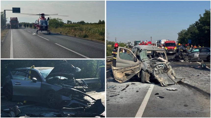 Accident mortal în Jena, Timiș, cu trei mașini implicate și șapte persoane