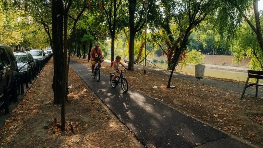 Viitoarea pistă continuă de biciclete dintre Timișoara și Ghiroda, pe malul Begăi