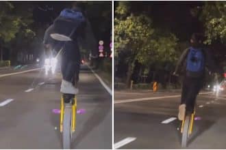 Copil filmat făcând acrobații printre mașini în Timișoara