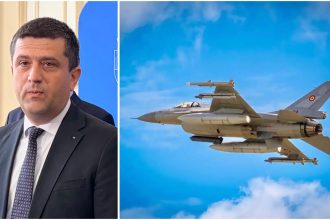 Ministrul interimar al Transporturilor, Radu Miruță, în timpul declarațiilor de la Timișoara despre intervențiile avioanelor F-16 și dronele rusești