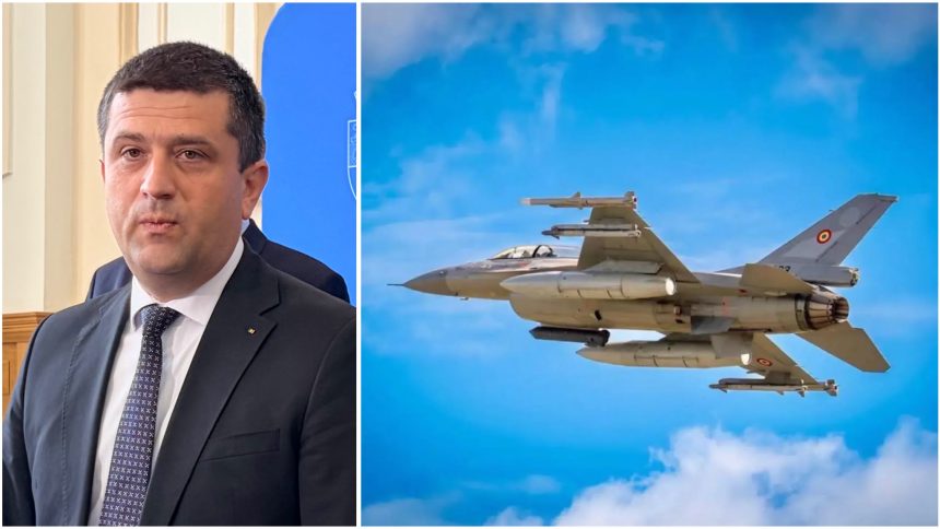 Ministrul interimar al Transporturilor, Radu Miruță, în timpul declarațiilor de la Timișoara despre intervențiile avioanelor F-16 și dronele rusești