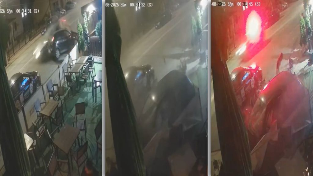 Mașină proiectată pe terasa unui restaurant în urma unei urmăriri în trafic și a unui accident grav provocat de un șofer beat în Lugoj