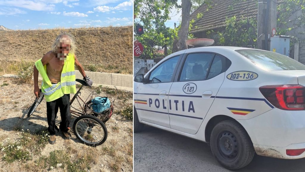 Echipaje de poliție intervenind pe A1 în zona localității Ilia după ce un șofer a circulat pe contrasens la conducerea unei triciclete