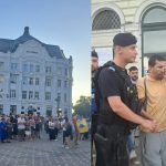Adunare de protest și intervenția jandarmilor în Piața Operei din Timișoara pentru susținerea primarului Dominic Fritz