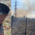 Intervenția pompierilor la un incendiu de vegetație pornit de la un foc făcut în butoi în Giarmata Vii