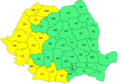 Cod galben de caniculă în vestul țării