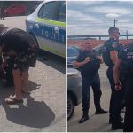 Scandal în parcarea unui supermarket din Arad, două femei încătușate