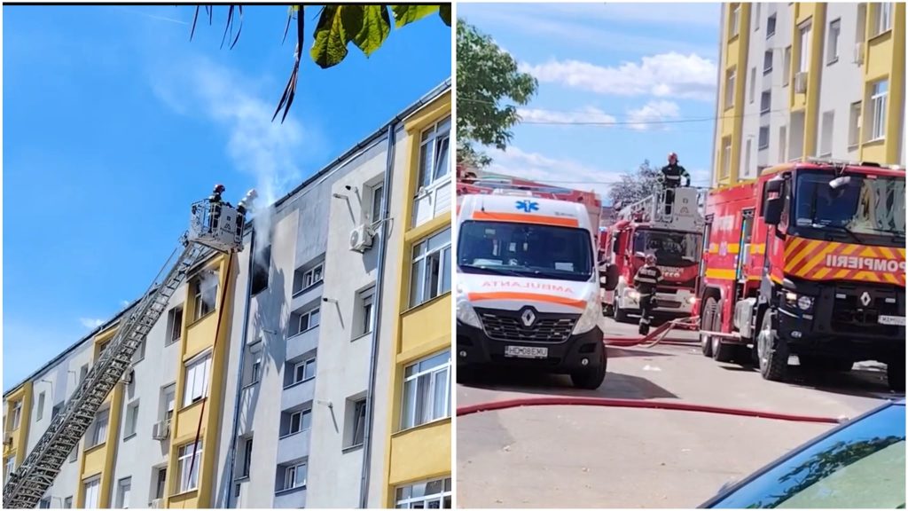 Incendiu devastator într-un bloc din Călan, unde o femeie de 89 de ani a murit