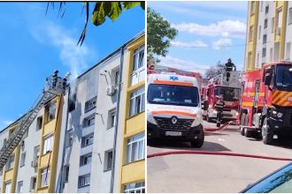 Incendiu devastator într-un bloc din Călan, unde o femeie de 89 de ani a murit