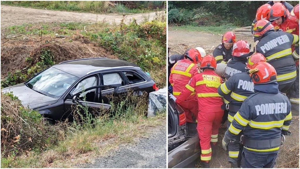 Accident grav în Săcămaș: Tată și fiu, răniți după ce au ajuns cu mașina în șanț