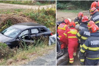 Accident grav în Săcămaș: Tată și fiu, răniți după ce au ajuns cu mașina în șanț
