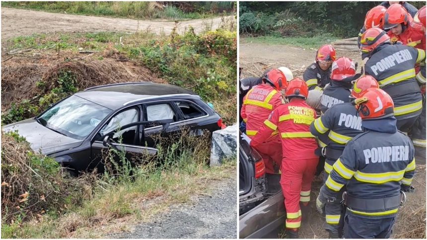 Accident grav în Săcămaș: Tată și fiu, răniți după ce au ajuns cu mașina în șanț