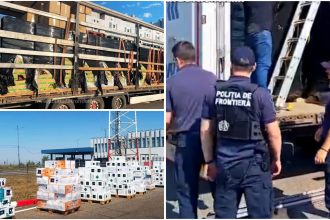 Camion oprit la frontiera din Timiș, încărcat cu tutun, alcool și butelii de freon