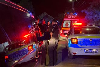 Echipaje de poliție intervenind în urma unui conflict izbucnit într-un apartament de pe Bulevardul Take Ionescu din Timișoara