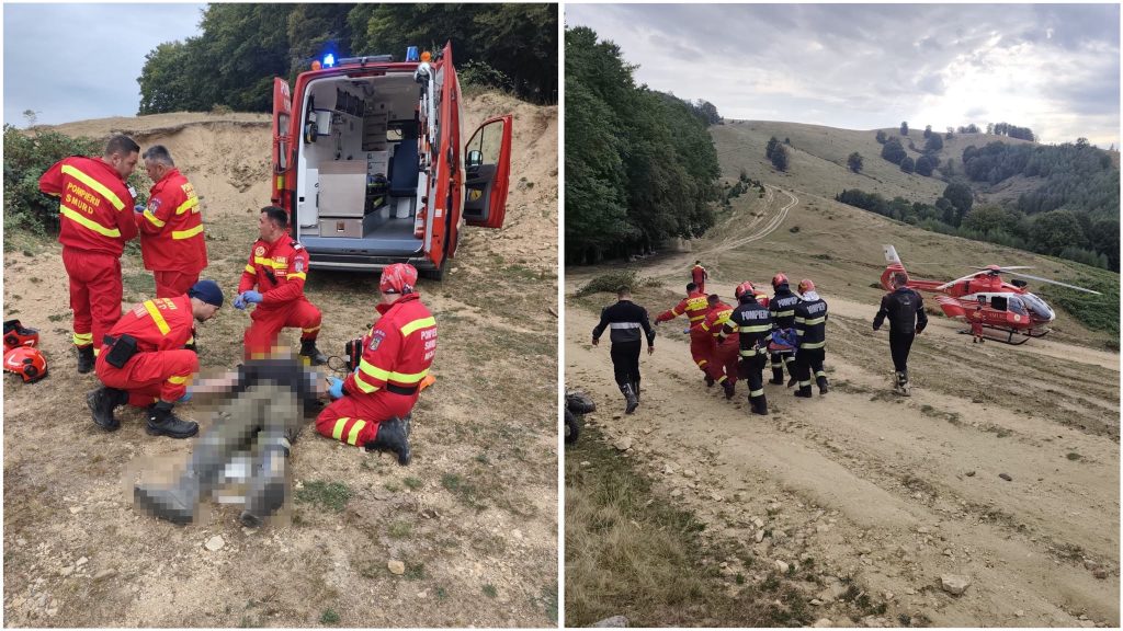 Motociclist grav rănit în Hunedoara, preluat de elicopterul SMURD