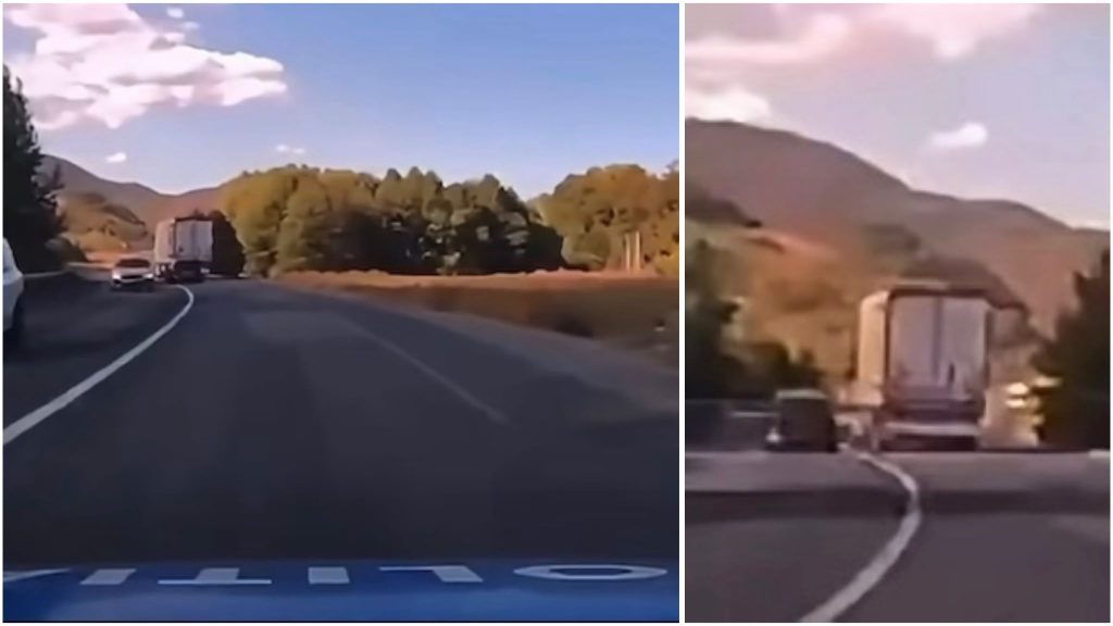 Șofer surprins de polițiști în timp ce face o depășire pe linie continuă pe DN6, în Caraș-Severin