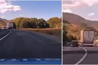 Șofer surprins de polițiști în timp ce face o depășire pe linie continuă pe DN6, în Caraș-Severin