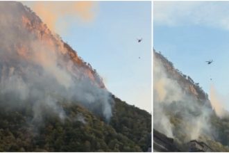 Incendiu uriaș în Caraș-Severin: Elicoptere Black Hawk în Domogled