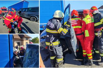 Accident grav la Băcia: Van cu 9 persoane, izbit de un TIR pe DN66