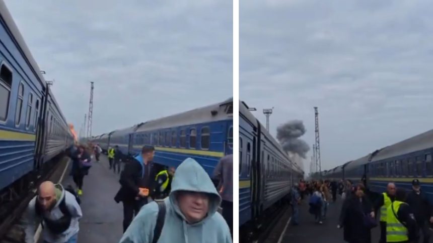 Locomotiva unui tren de pasageri de pe ruta Kiev-Varșovia lovită de o dronă rusă în regiunea Volînia, aproape de granița cu Polonia