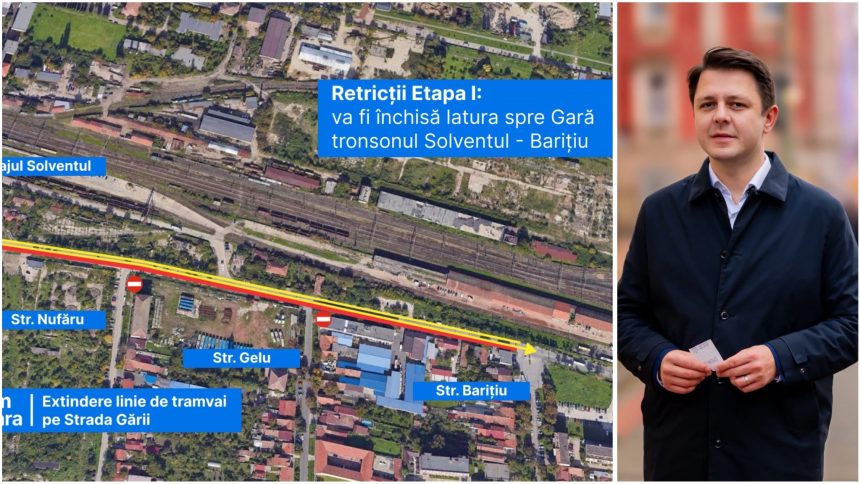 Restricții de trafic pe Strada Gării din Timișoara pentru noua linie de tramvai