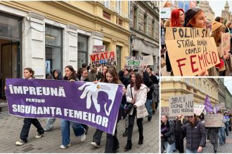 Peste 100 de oameni au participat la marșul împotriva violenței asupra femeilor, organizat în centrul Timișoarei