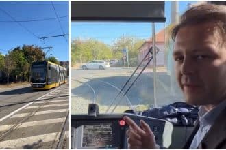 Primul tramvai nou de pe linia 7 din Timișoara a trecut cu succes de curba strânsă de pe strada Aluniș