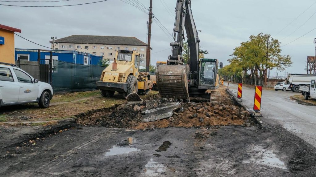 Șantier pe strada Gării din Timișoara pentru noua linie de tramvai