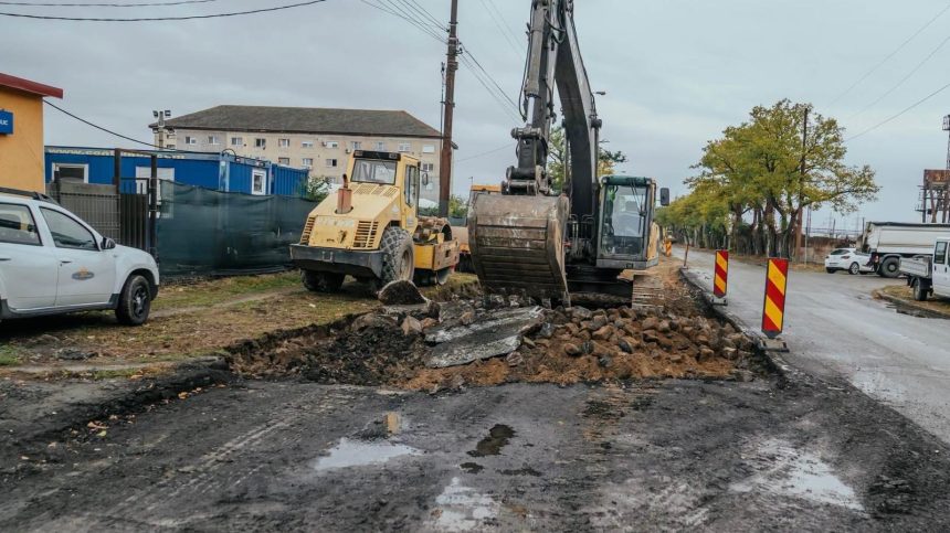 Șantier pe strada Gării din Timișoara pentru noua linie de tramvai