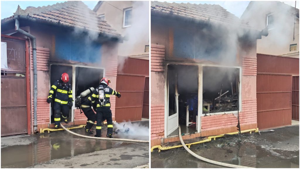 Incendiu la un magazin din Arad, cu pericol de explozie
